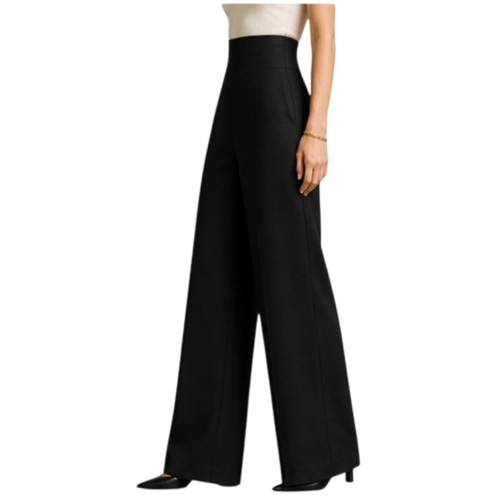 SM Ron Leal Black Wool Wide Leg Pants High Waist Made in Canada - Picture 1 of 12
